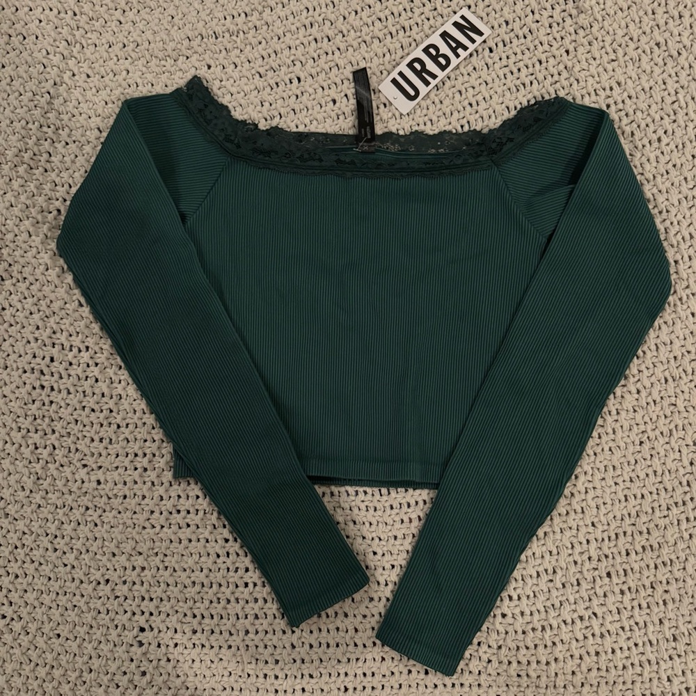 NWT Urban Outfitters Green Long Sleeve Top